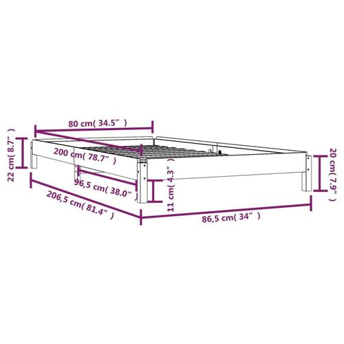 Stabelbar seng 80x200 cm massivt fyrretræ sort