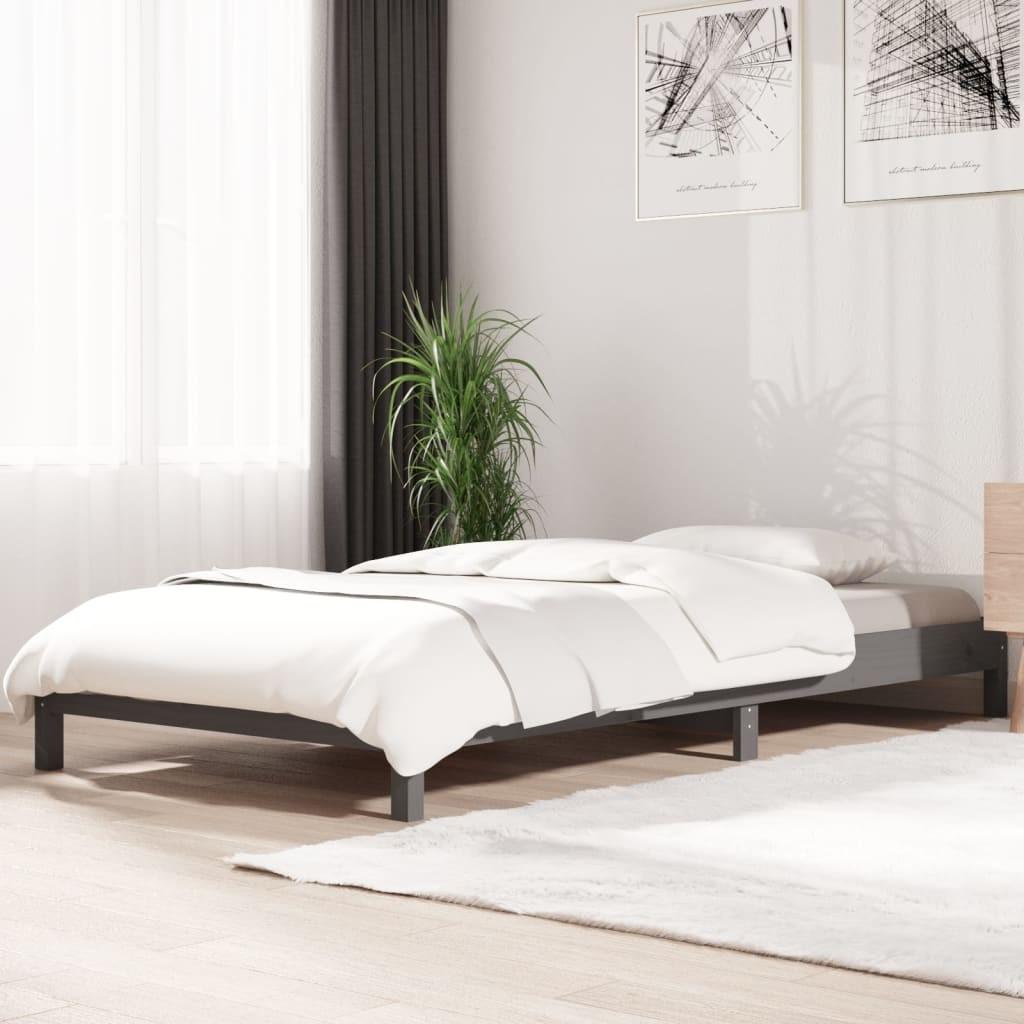 Stabelbar seng 75×190 cm massivt fyrretræ grå