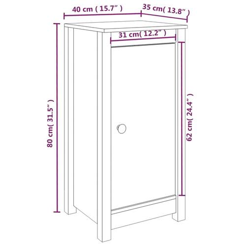 Skænk 40x35x80 cm massivt fyrretræ grå