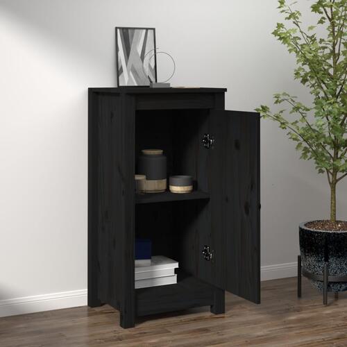 Skænk 40x35x80 cm massivt fyrretræ sort