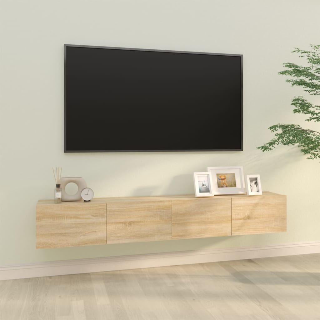 Væghængte tv-skabe 2 stk. 100x30x30cm konstrueret træ sonoma-eg