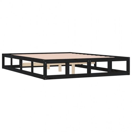 Sengeramme 140x200 cm massivt træ sort