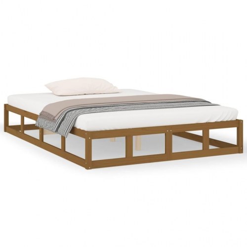 Sengeramme 150x200 cm king size i massivt fyrretræ - gyldenbrun