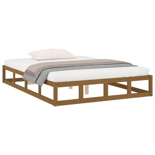 Sengeramme 150x200 cm king size i massivt fyrretræ - gyldenbrun