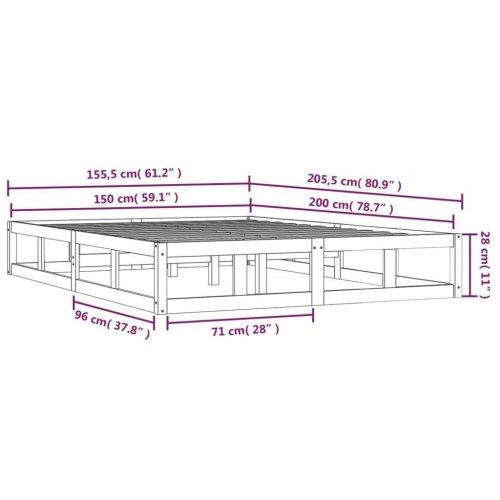 Sengeramme 150x200 cm king size i massivt fyrretræ - gyldenbrun