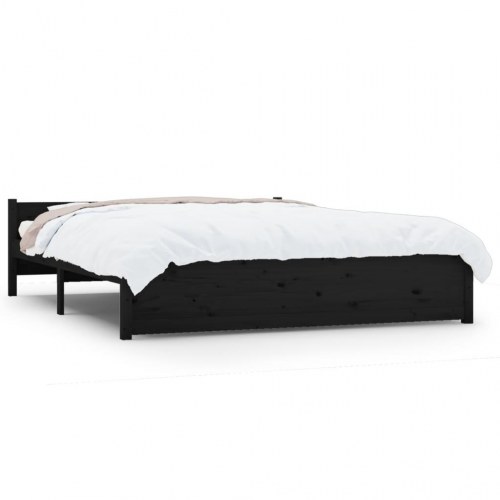 Sengeramme i massivt fyrretræ - King 150 x 200 cm, sort