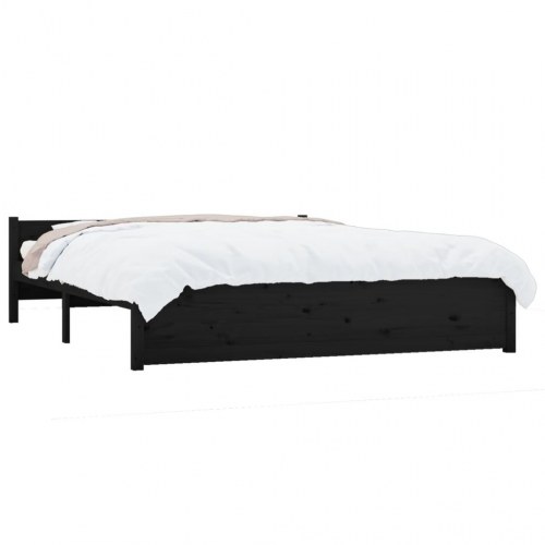 Sengeramme i massivt fyrretræ - King 150 x 200 cm, sort