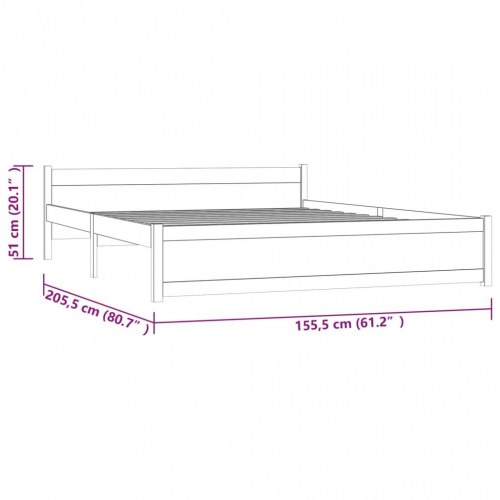 Sengeramme i massivt fyrretræ - King 150 x 200 cm, sort