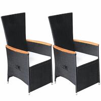 Havelænestole 2 stk. med hynder polyrattan sort