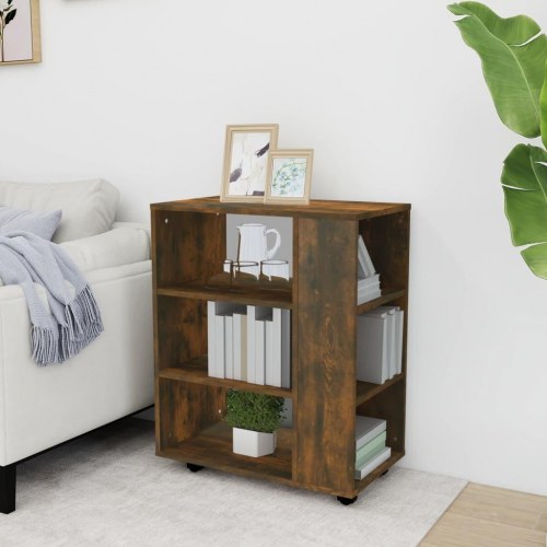 Skab med hjul 60x35x75 cm konstrueret træ røget egetræ