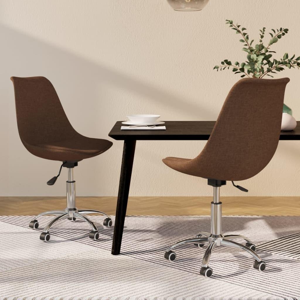 Drejelige spisebordsstole 2 stk. stof brun
