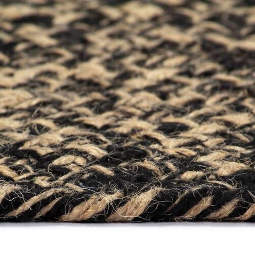 Håndlavet gulvtæppe 210 cm jute sort og brun