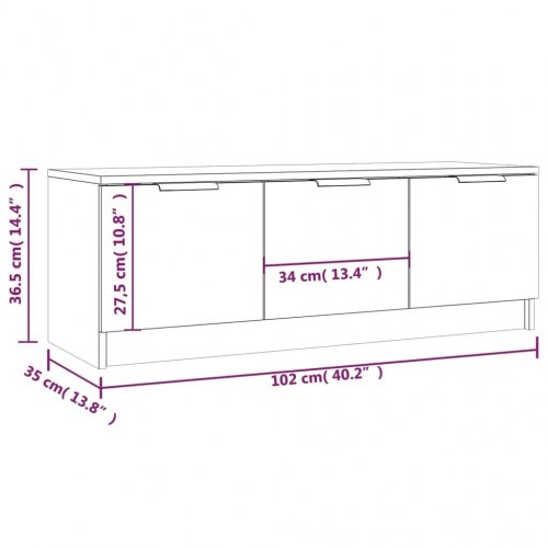 Tv-bord 102x35x36,5 cm konstrueret træ betongrå