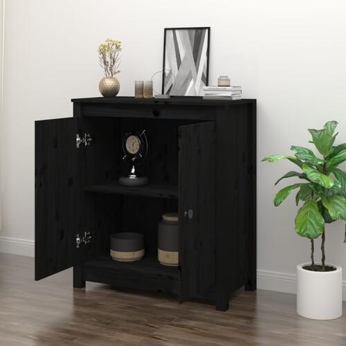 Skænk 70x35x80 cm massivt fyrretræ sort