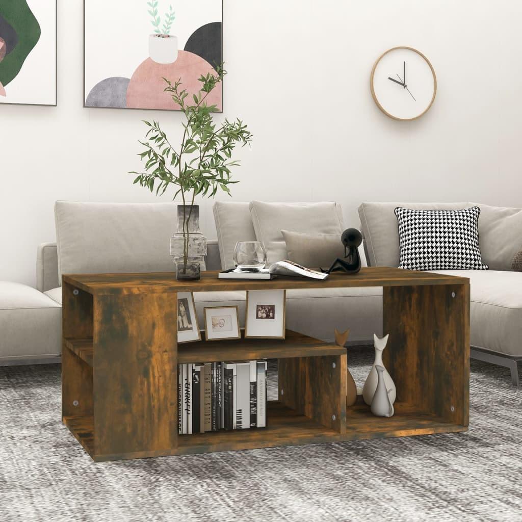Sofabord 100x50x40 cm konstrueret træ røget egetræsfarve