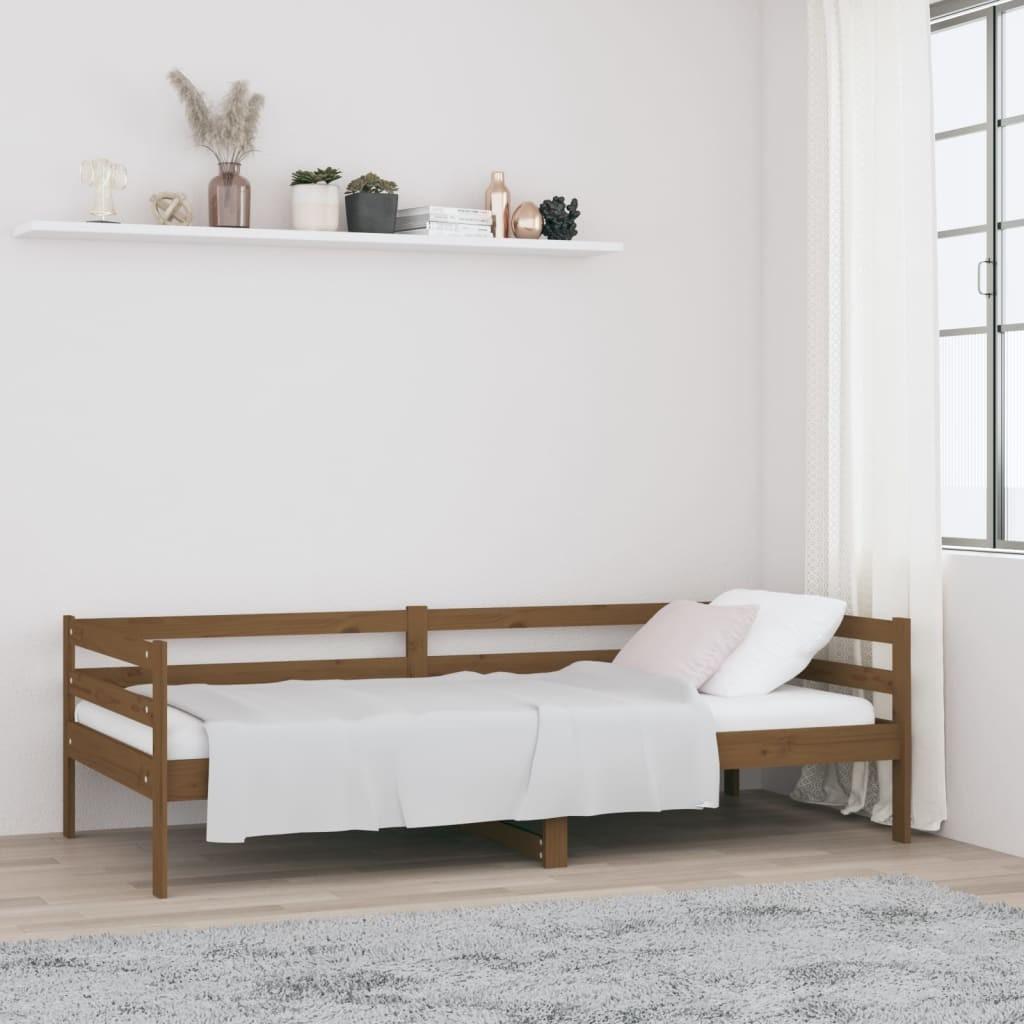 Daybed 90x190 cm massivt fyrretræ gyldenbrun billede