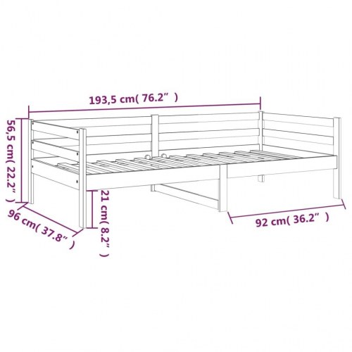 Daybed 90 x 190 cm i massivt fyrretræ - gyldenbrun