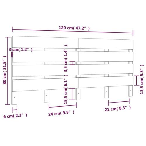 Sengegærde 120x3x80 cm massivt fyrretræ