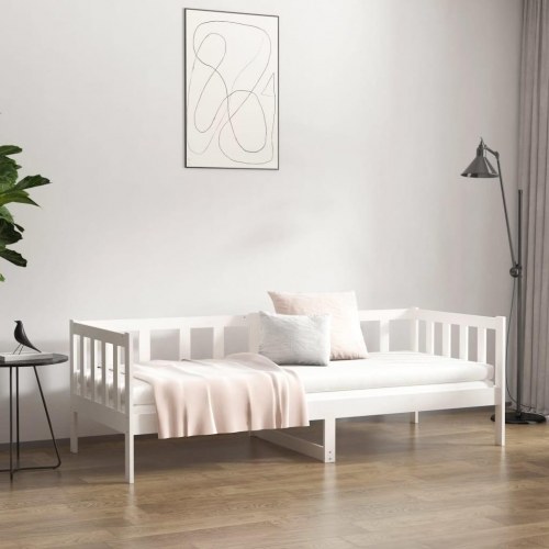 Daybed uden madras 80 x 200 cm i massivt fyrretræ - hvid