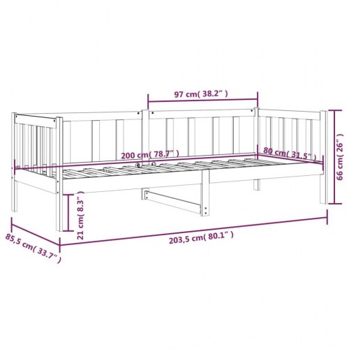 Daybed uden madras 80 x 200 cm i massivt fyrretræ - hvid