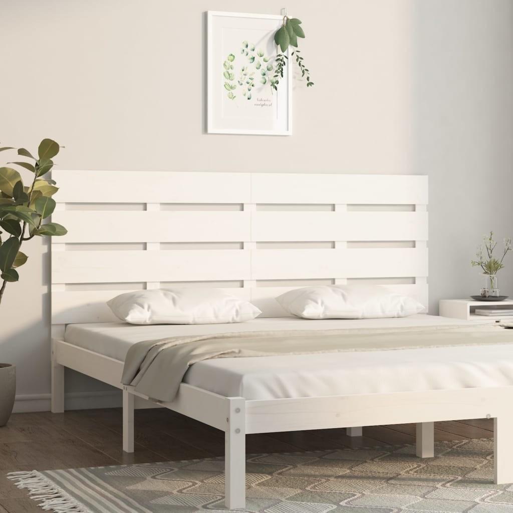 Sengegavl 200x3x80 cm massivt fyrretræ hvid