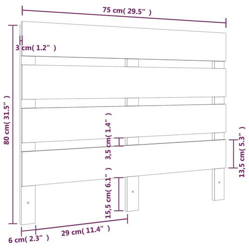 Sengegærde 75x3x80 cm massivt fyrretræ