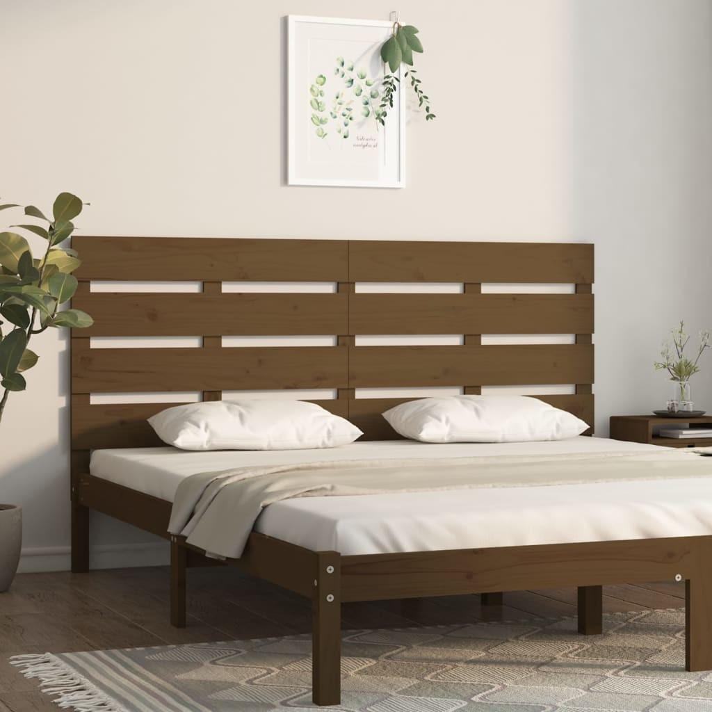 Sengegærde 135x3x80 cm massivt fyrretræ gyldenbrun