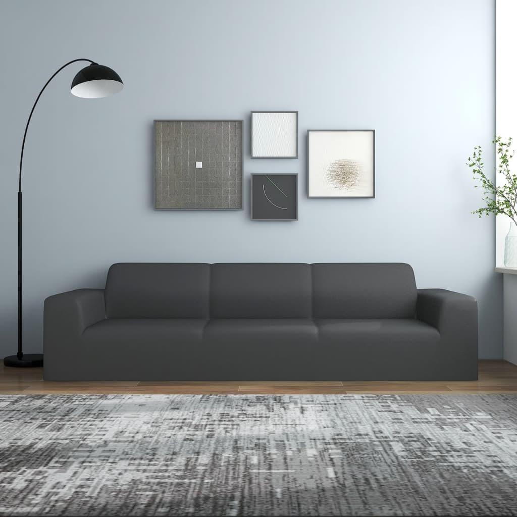 Elastisk 4-personers sofabetræk polyesterjersey antracitgrå