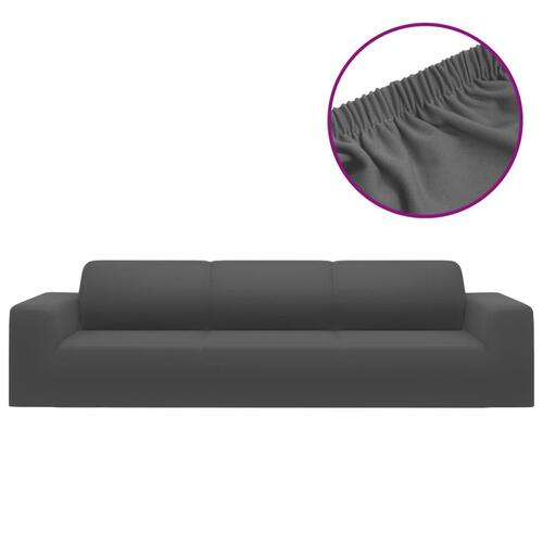 Elastisk 4-personers sofabetræk polyesterjersey antracitgrå