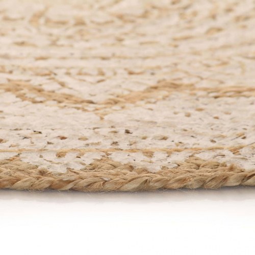 Gulvtæppe flettet jute med print 210 cm rund