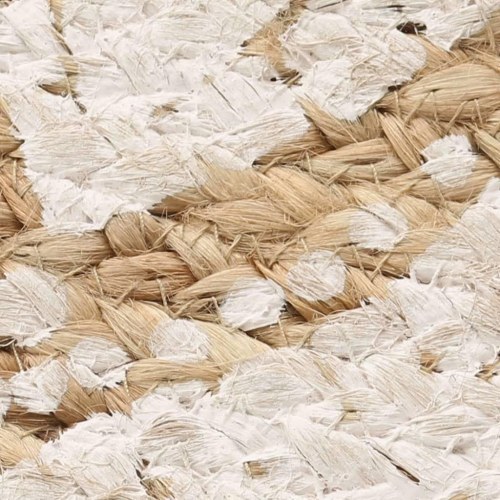 Gulvtæppe flettet jute med print 210 cm rund
