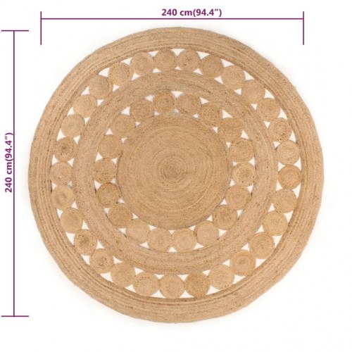 Tæppe flettet design jute 240 cm rund