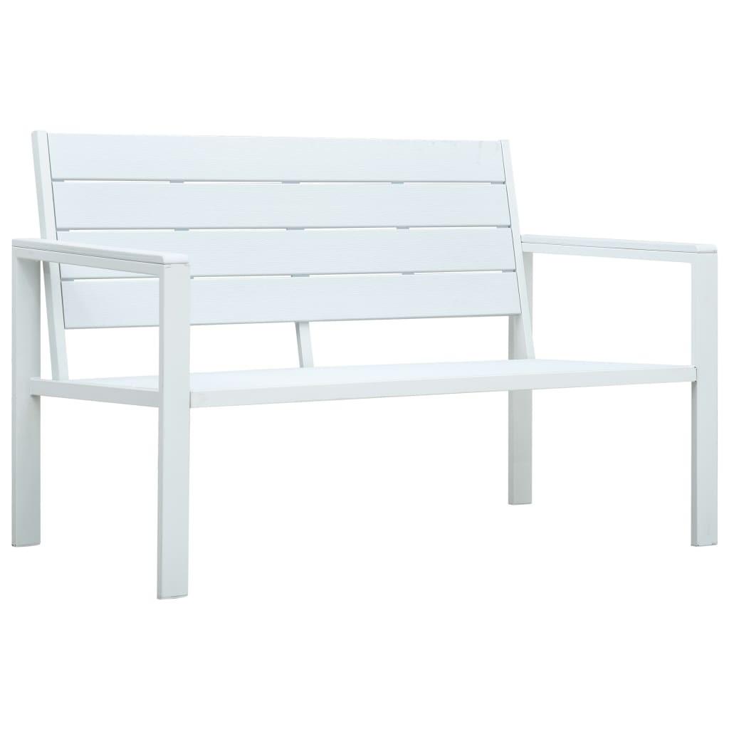 Havebænk 120 cm HDPE trælook hvid