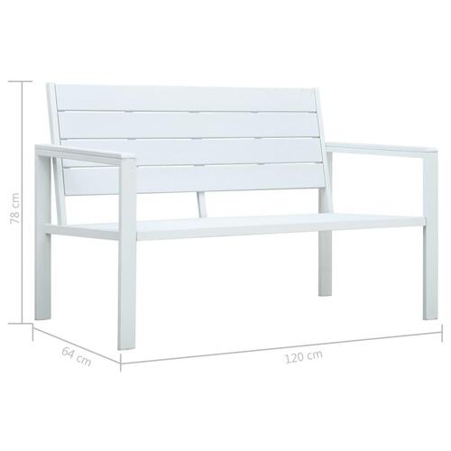 Havebænk 120 cm HDPE trælook hvid