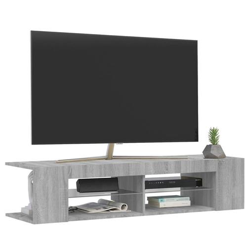 Tv-bord med LED-lys 135x39x30 cm grå sonoma-eg