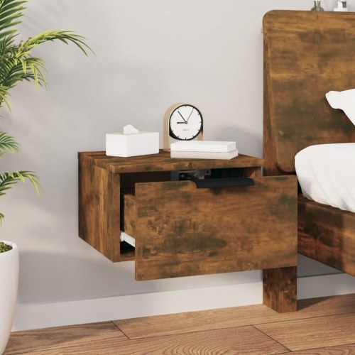 Væghængt sengebord 34×30×20 cm - røget egetræsfarve