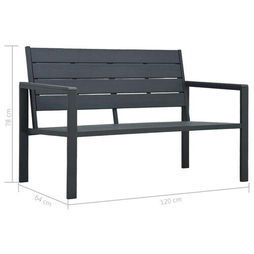 Havebænk 120 cm HDPE trælook grå