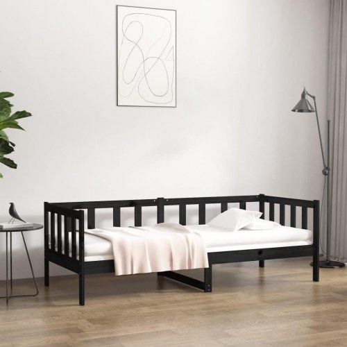 Daybed 90 x 190 cm i massivt fyrretræ - sort