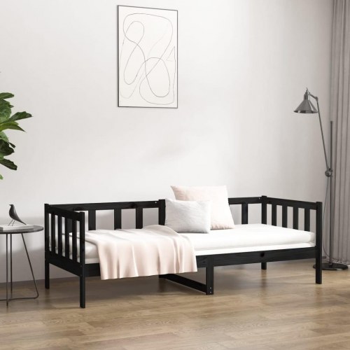 Daybed 90 x 190 cm i massivt fyrretræ - sort