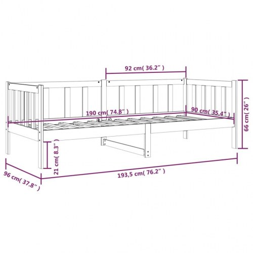 Daybed 90 x 190 cm i massivt fyrretræ - sort