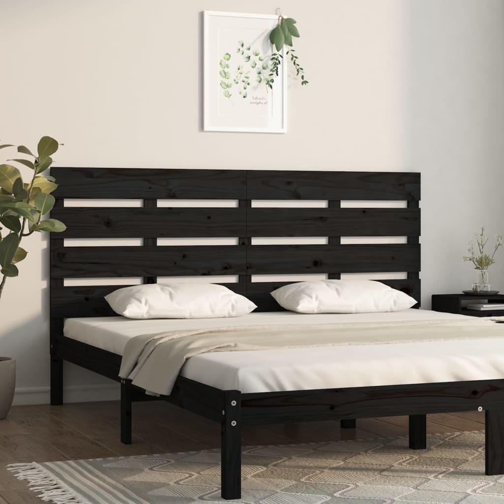 Sengegærde 180x3x80 cm massivt fyrretræ sort