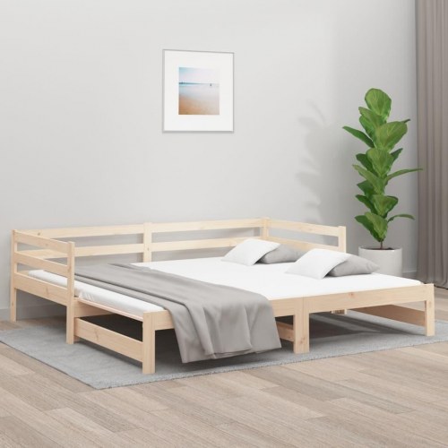 Udtræksseng/daybed i massivt fyrretræ 90x190 cm - uden madras