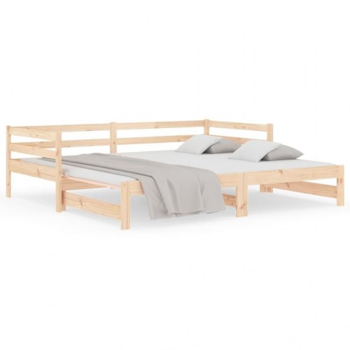 Udtræksseng/daybed i massivt fyrretræ 90x190 cm - uden madras