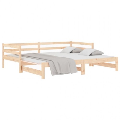 Udtræksseng/daybed i massivt fyrretræ 90x190 cm - uden madras