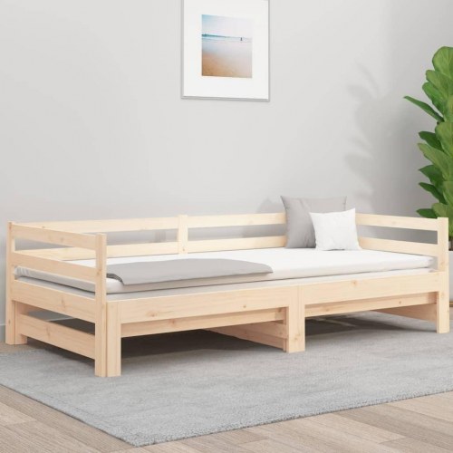Udtræksseng/daybed i massivt fyrretræ 90x190 cm - uden madras