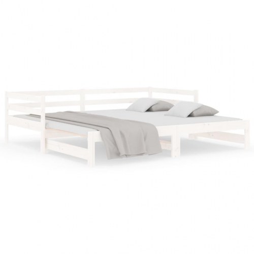 Udtræksseng/daybed i massivt fyrretræ 90×190 cm - hvid