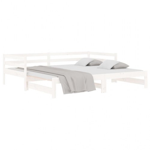 Udtræksseng/daybed i massivt fyrretræ 90×190 cm - hvid