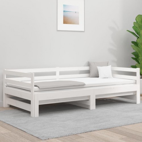 Udtræksseng/daybed i massivt fyrretræ 90×190 cm - hvid