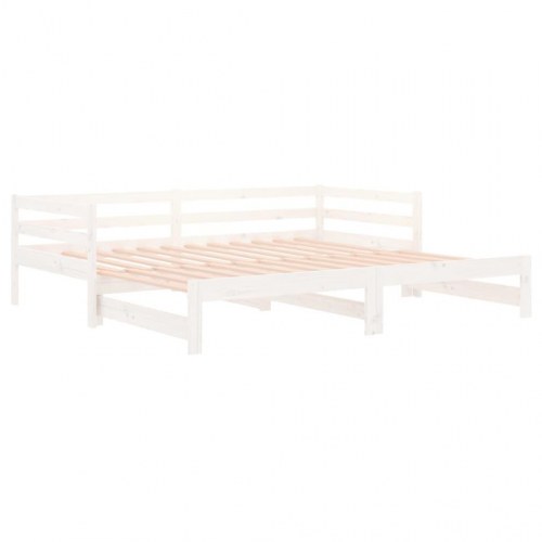 Udtræksseng/daybed i massivt fyrretræ 90×190 cm - hvid