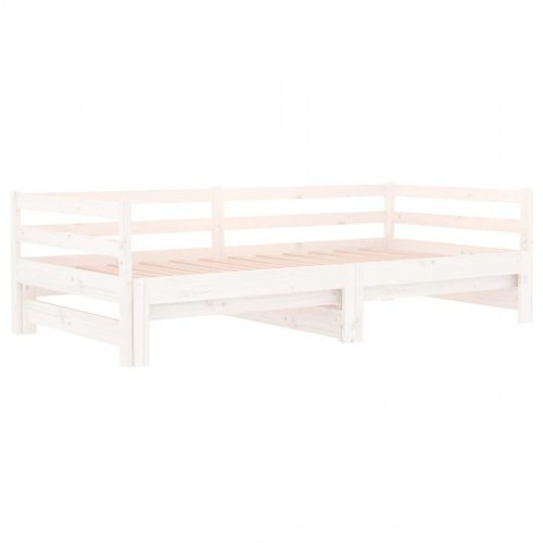 Udtræksseng/daybed i massivt fyrretræ 90×190 cm - hvid